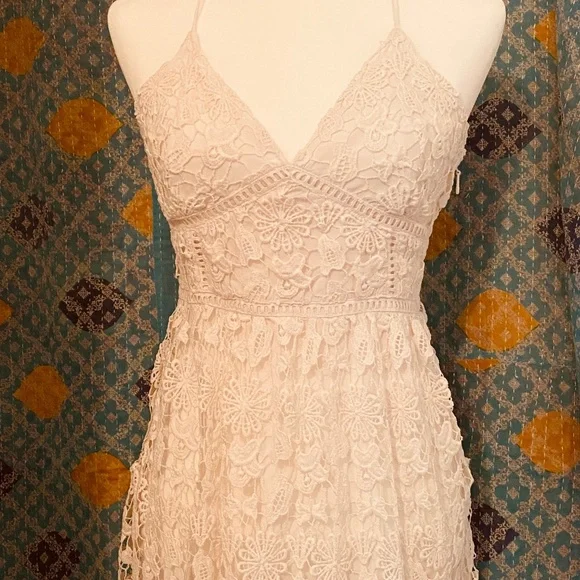 lace the label halter dress Lace Patchwork Halter Satin Maxi Dress